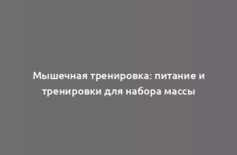 Мышечная тренировка: питание и тренировки для набора массы