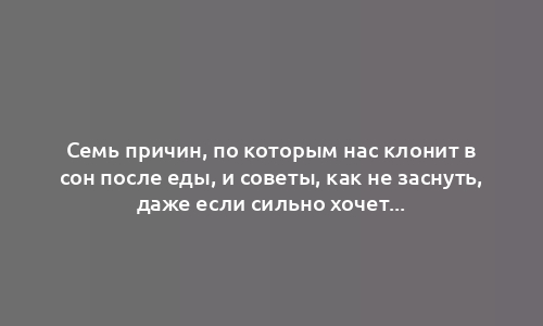 Семь причин, по которым нас клонит в сон после еды, и советы, как не заснуть, даже если сильно хочется