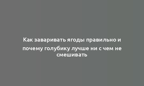 Как заваривать ягоды правильно и почему голубику лучше ни с чем не смешивать