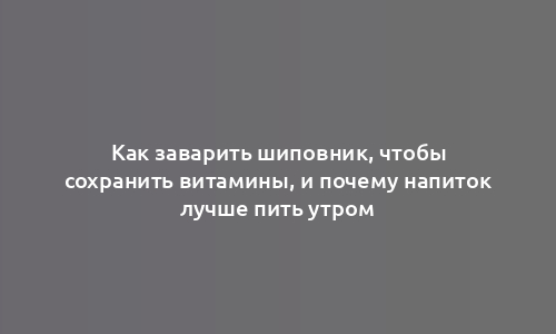 Как заварить шиповник, чтобы сохранить витамины, и почему напиток лучше пить утром