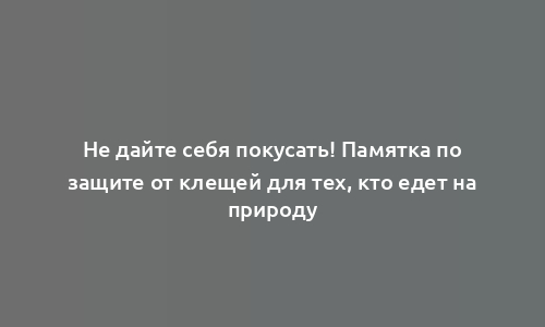 Не дайте себя покусать! Памятка по защите от клещей для тех, кто едет на природу