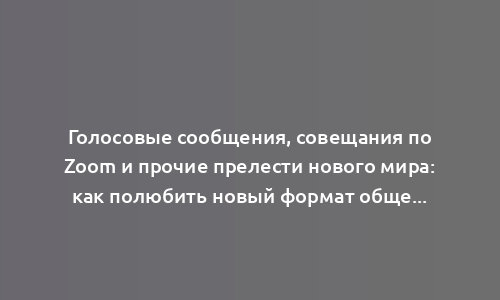 Голосовые сообщения, совещания по Zoom и прочие прелести нового мира: как полюбить новый формат общения и не устать от него