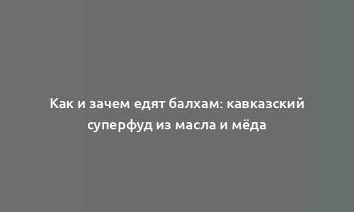 Как и зачем едят балхам: кавказский суперфуд из масла и мёда