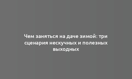 Чем заняться на даче зимой: три сценария нескучных и полезных выходных