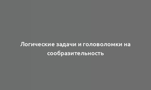 Логические задачи и головоломки на сообразительность